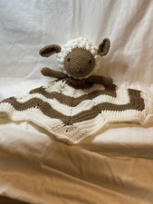 Handmade Crocheted Lamb Lovey Cuddle Blankie Baby Shower Gift, New Mom,