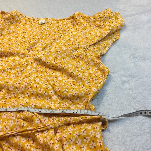 Antiguo Vestido Azul Marino Midi Envolvente Talla S Mujer Amarillo Floral Cuello en V Cintura Elástica Cinturón - Imagen 9 de 16