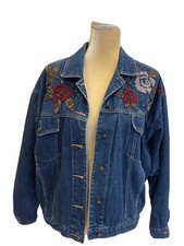 Carole Little Sport Embellished Beaded Denim Jean Jacket - Size 4