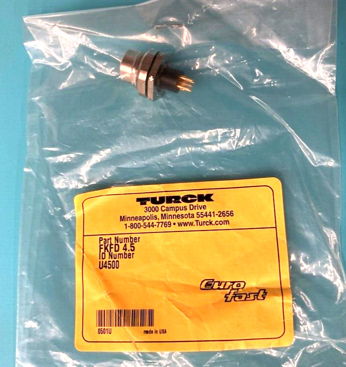 FKFD4.5 TURCK SENSOR CONNECTOR, M12, RCPT, 5POS, PCB; U4500 (PACK OF 10)