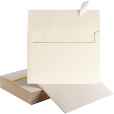 50 Pack 5 x 7 Envelopes A7 Self Seal, 5.24 x 7.21 Inches, Cream Color