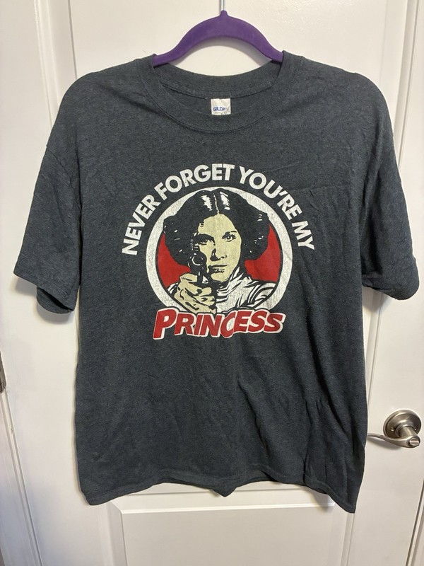 Gray Star Wars Unisex T-Shirt Princess Leia Size L