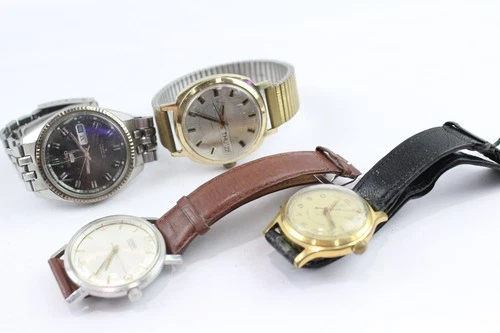 Assorted Vintage Mechanical Watches Roamer Roto Power Seiko 5 Working x 4
