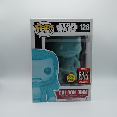 Funko Pop Star Wars Qui Gon Jinn 128 Holographic Exclusive Galactic Con GITD2017
