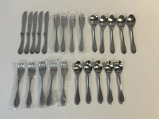 Knork 24 Piece Matte Silver Flatware Set Ergonomic Design 4+ Place Settings