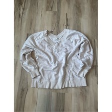 Aerie Women XS Cream Soft Cotton V-Neck Pullover Sweatshirt Raglan Sleeve