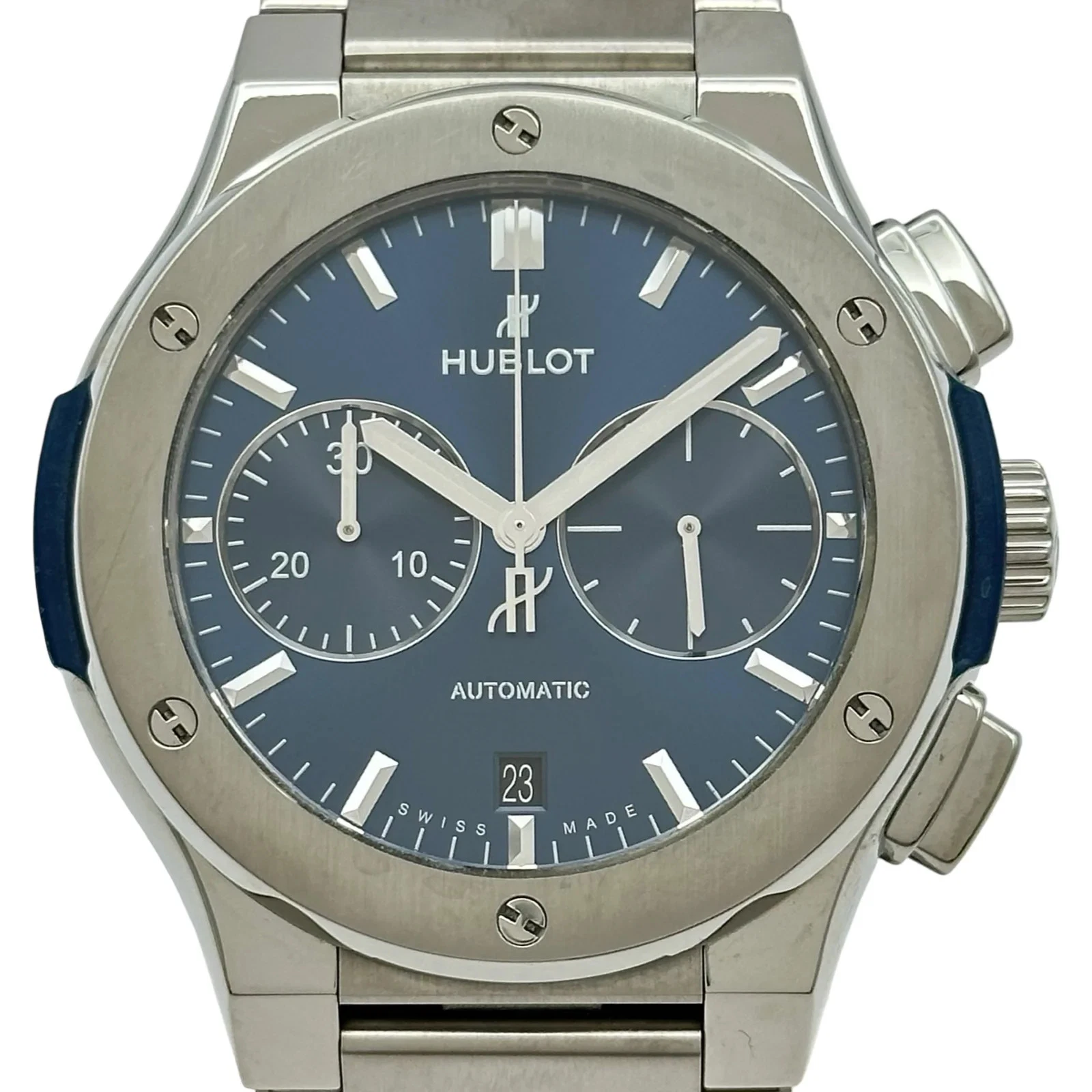 Hublot — HUBLOT 520.NX.7170.NX 45mm Ti Blue Dial Automatic Watch #OKW1906