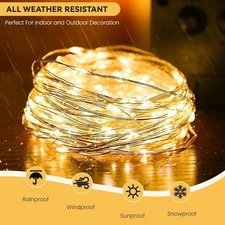 LED Fairy Lights Plug in 33ft 100 LED String Fairy Lights Copper Wire Waterproof