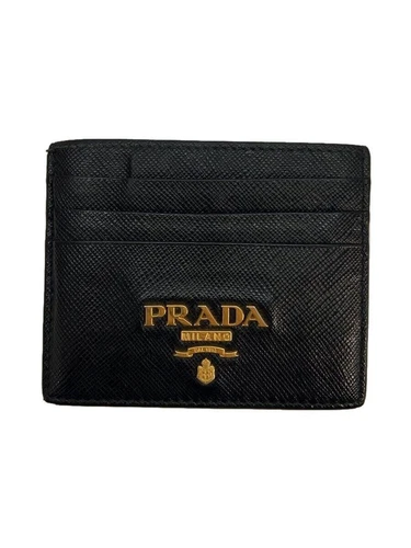 Carte d'entretien des rides PRADA Saffiano logo métal cuir noir femme 1MC025 occasion