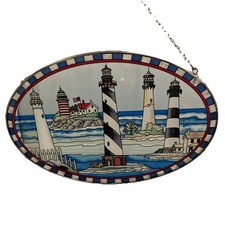 AMIA Stained Glass Lighthouse Suncatcher Nautical Hand painted