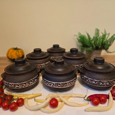 Baking Clay pot Stoneware Cookware Ceramic Soup Bowl Dishes set of 6