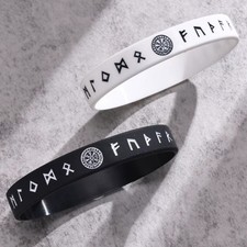 12mm Silicone Bracelet for Mens Nordic Viking Soft Rubber Silicone Wristband