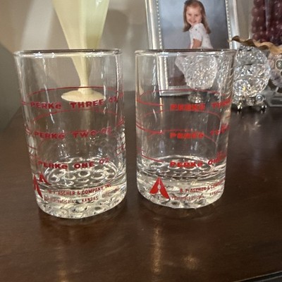 Vintage B F Ascher Perke 3 oz Measuring Glasses Set Of 2 Pharmaceutical Look