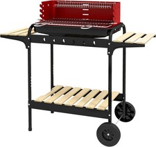 Outsunny Charcoal Barbecue Grill with Adjustable Grill Height, Portable BBQ Trol