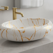 MLF 23.6"x18.5"x5.7" Ceramic Countertop Vessel Sink for Bathrooms  Iris Series