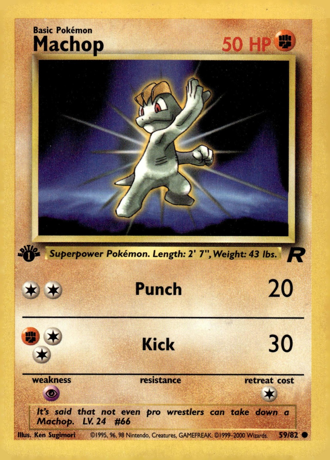 Machop 59/82 Common Team Rocket Pokemon 1st Edition Near Mint