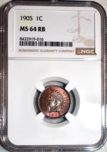 NGC MS-64 RB 1905 Indian Head Cent, Vibrant, Red-Brown specimen!