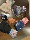 NOS Vintage 4 Casual Outfits w. Accessories Barbie Skirts Purse Glasses Sneakers