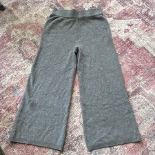 A New Day Wide-Leg Gray Knit Ankle Pants Elastic Waist Women