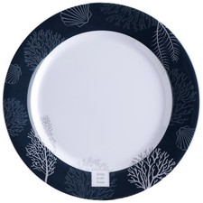 Essteller, Melamin, flach groß, 25cm, navy weiss - Serie Living