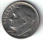 USA - 1971P - Dime - Roosevelt - Super Rare, No Mint Mark - #21366