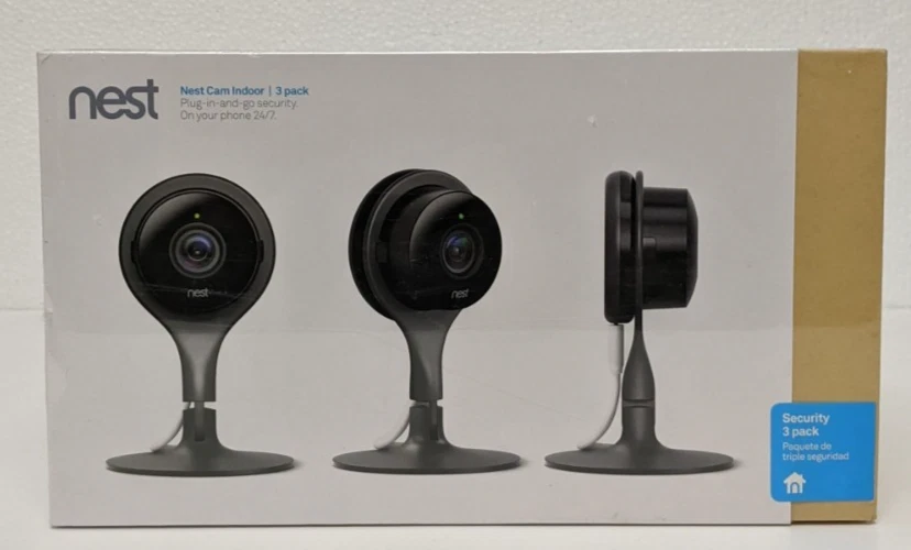 NEST Cam Indoor Smart Security Camera (3 Pack) Black Model NC1104US - NEW - Image 2 of 4