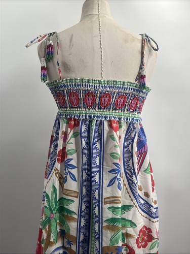 Farm Rio Women's Sleeveless Multi Color FLOWERS BEACH OFF-WHITE MAXI DRESS Sz XS - Picture 11 of 15