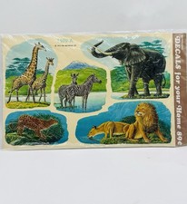 Vintage 1977 Decals Meyercord Wild Animals Tiger Giraffe Crafts Decal Stickers