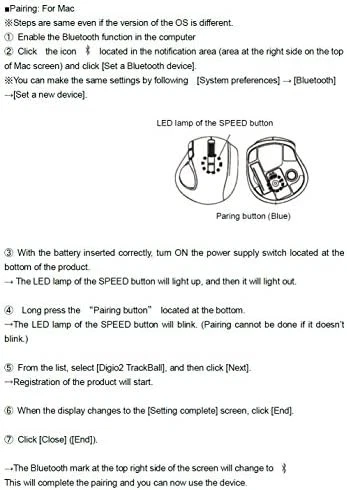 Digio2 Q Small Trackball Bluetooth Mouse Quiet 5-buttons Black 48372 Nakabayashi - Image 4 of 4