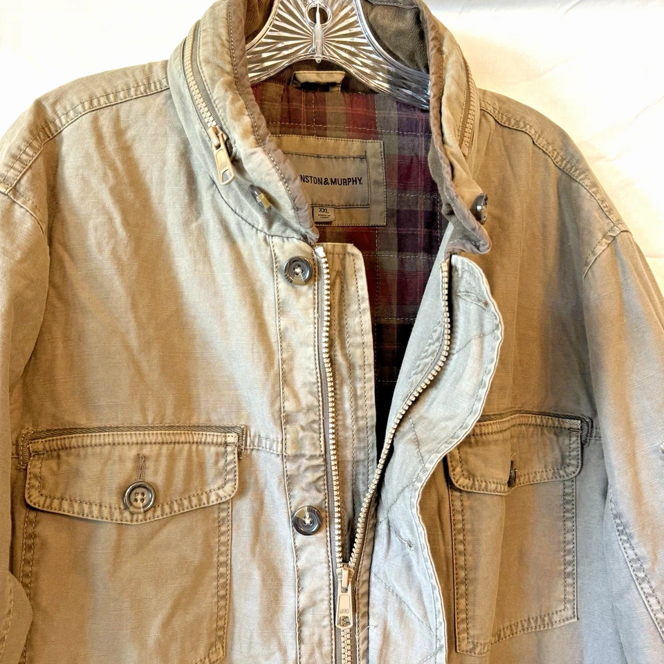 Chaqueta Johnston & Murphy Hombres XXL Marrón Tostado Tareas Granero Abrigo Cremallera Completa Forrada Capucha Foto 3 de 4