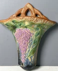 RARE Double Glaze !! Roseville Wisteria Blue Pottery  Wall Pocket Arts & Crafts