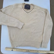 Vintage Abercrombie  Fitch Sweater Cotton V-neck Cricket Tennis Chunky Size XL