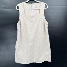 Banana Republic linen blend square neck shift mini dress coastal grandma XL