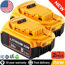 2Pack 8.0AH For DeWalt 20V 20 Volt Max Lithium Ion Battery DCB200 DCB205 DCB206