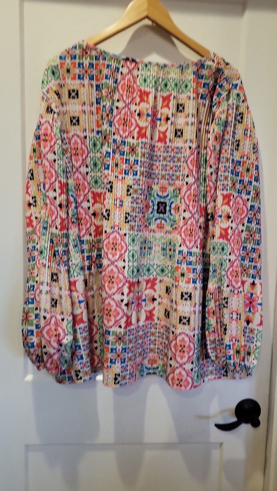 Fluorescent Printed Swiss Dot Patchwork Boho Plea… - image 2