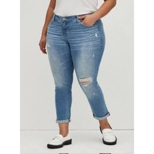Torrid Boyfriend Straight Blue Jeans No Way Jose Distressing Plus Size 28 - New