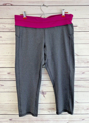 C9 Champion Duo Dry Capri Workout Leggings Womens 2XL Pink Grey