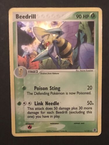 Beedrill 1/112 EX Firered & Leafgreen HOLO RARE Pokemon Card Shiny PLAYED - Afbeelding 1 van 8
