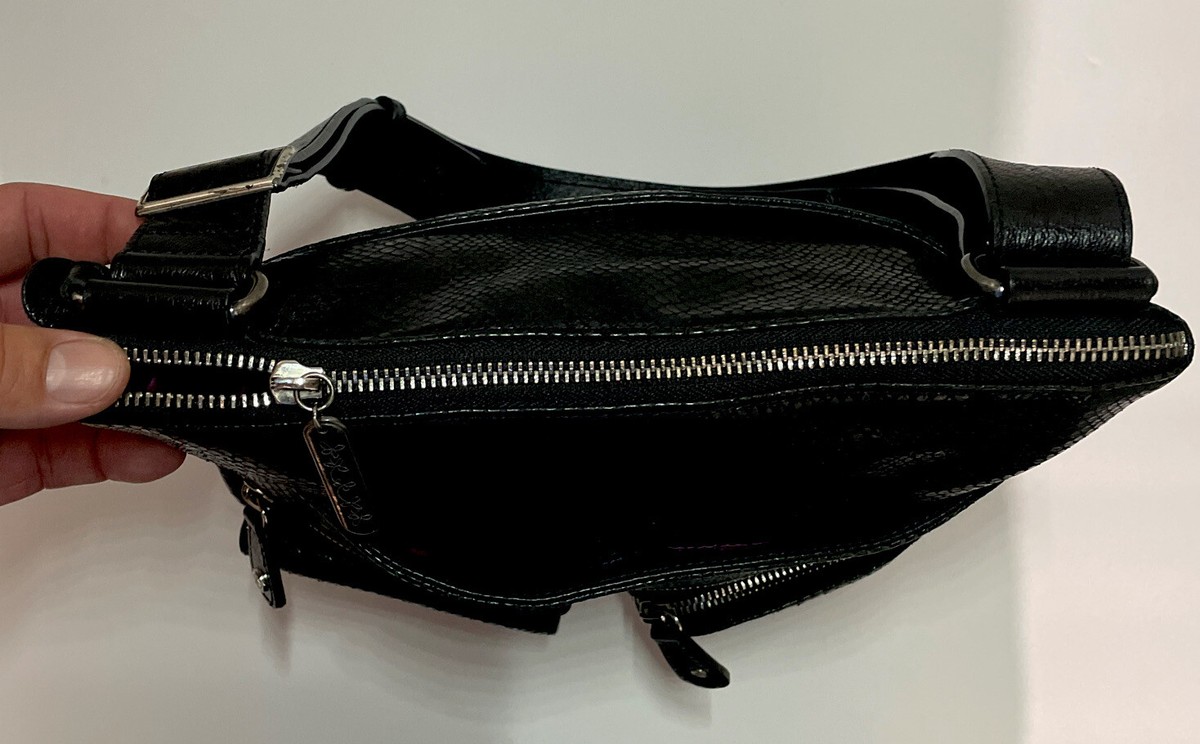 Brighton Blondie Black Snakeskin Embossed Leather Crossbody