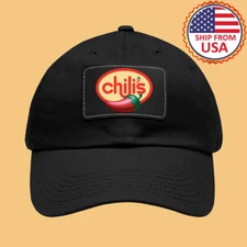 Chili's Food Restaurant Black Adjustable Dad Hat Cap Size Adult