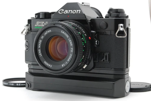 🎦[N MINT] Canon AE-1 Program SLR Film Camera NFD 50mm f1.8 Winder A2 From JAPAN