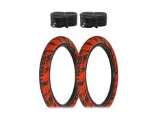 ALTALINE Bicycle 20" x 2.35 Black/Red Semi-Slick Tread (2) TIRES & TUBES