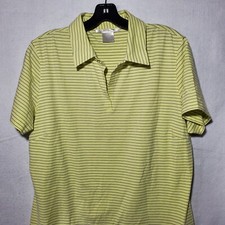 Nike Polo Shirt Yellow Striped Short Sleeve Teen's XL 16-18