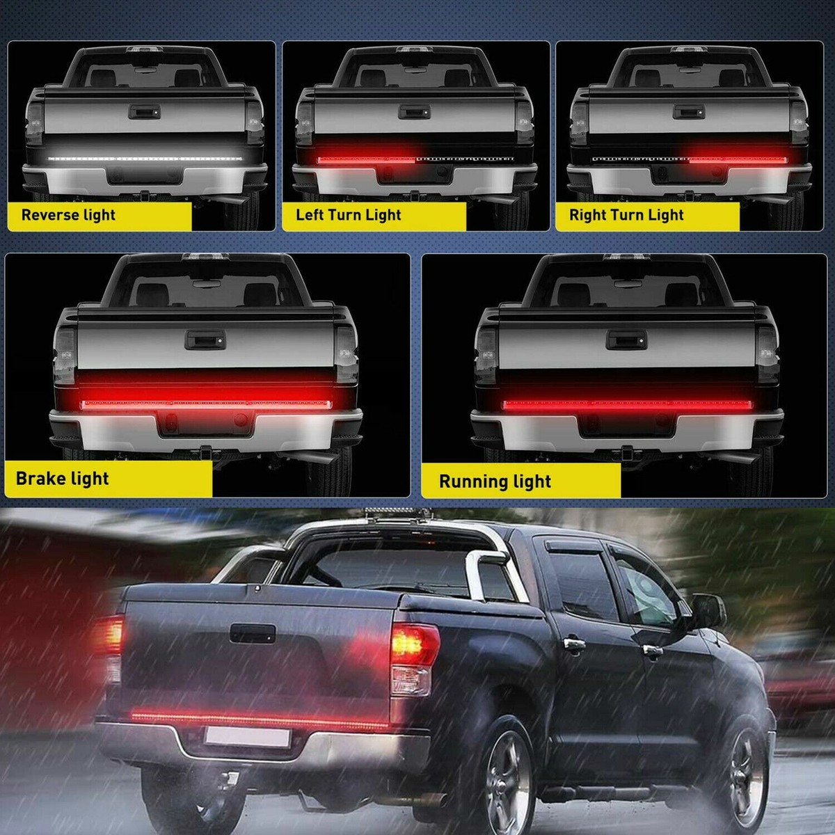 Tailgate Light Strip 60-Inch LED Tailgate Light Bar With 90 LEDs - Brake, Reverse & Turn Signals For Chevy Ford Dodge Trucks & SUVs Sequential Tailgate Light Bar - Foto 5