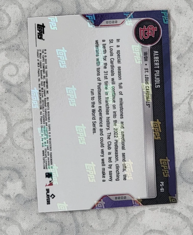 2022 Topps Now - Post Season Albert Pujols #PS-61 /980 - Image 2 of 2