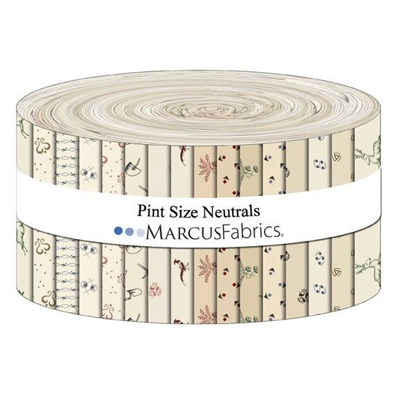 MARCUS FABRICS Jelly Roll - Pint Size Neutrals Bundle Quilter's Cotton Fabric Precuts M526.41