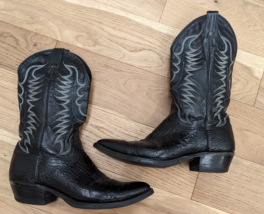 HY-TEST Vibram Men's Cowboy boots size 10 D Leather Black HY-TEST Vibram Men's Cowboy boots size 10 D Leather Black