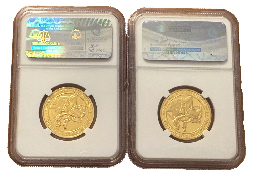 US 2011 W Gold 2 Coin Set 1/2 oz Each $10 NGC PF70UC and MS70 Julia Grant - Image 2 of 2