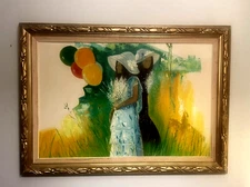 Original quality vintage art "Girls with Baloons" FRENCH SCHOOL IMPRESSIONISM