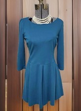 NEW Banana Republic Dress Size 8 Fits Like 6 Teal Stretch Pleated Fit Flare